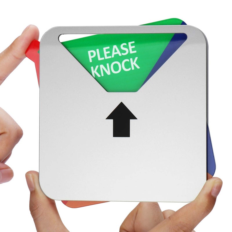 Kichwit Privacy Sign, Do Not Disturb, Out of Office, Please Knock, in a Meeting, Conference Sign for Offices, Square Shaped, 4.9 Inch, Silver - Image 3